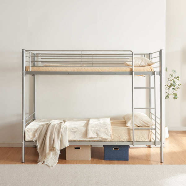Metall-Etagenbett Soppsar 208,5x97x165 cm Silber [en.casa]