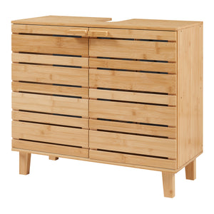 Waschbeckenunterschrank Epind 60x66x30 cm Bambus Natur [en.casa]