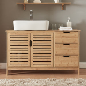 Meuble sous-vasque Boksereys bambou 60 x 100 x 35 cm naturel [en.casa]
