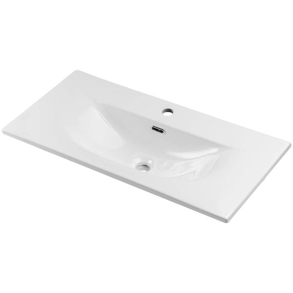 Set da Bagno NEWPORT Mobile Pensile a 2 Ante con Lavabo e Specchio LED - Effetto Rovere [en.casa]