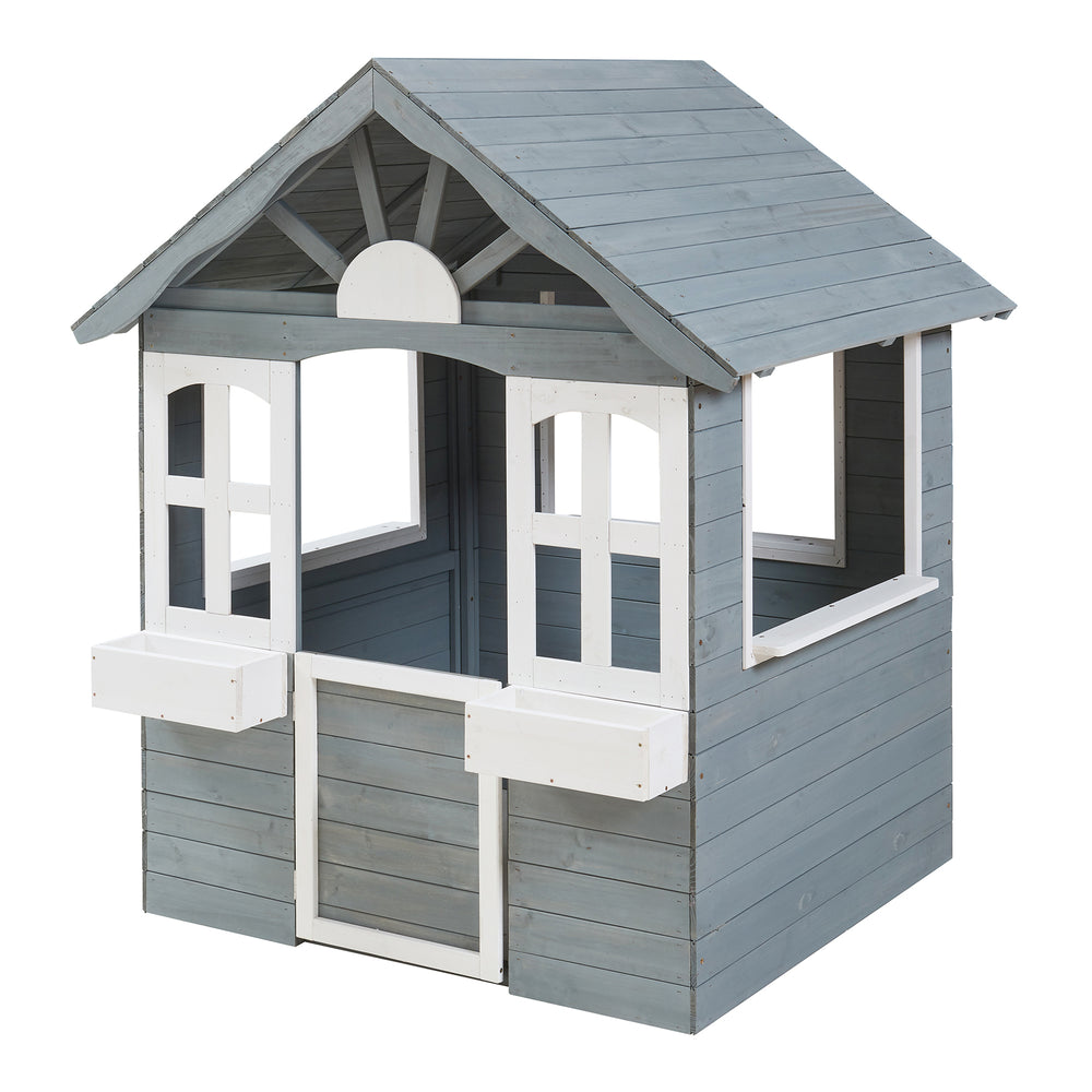 Maison de jeu pour enfants Vesa 138x120x102 cm bois de sapin gris [casa.pro] - premiumXL