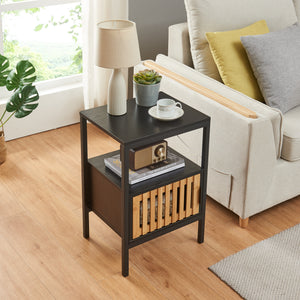 Table de chevet Luniehti 58 x 40 x 33 cm noir naturel [en.casa]