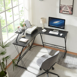 Bureau Yremso avec plateau surélevé 122 x 122 x 98 cm noir [en.casa] 