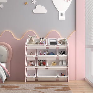 Scaffale Vestnes per Cameretta Mobile Contenitore a Scaletta - Rosa/Bianco [en.casa]
