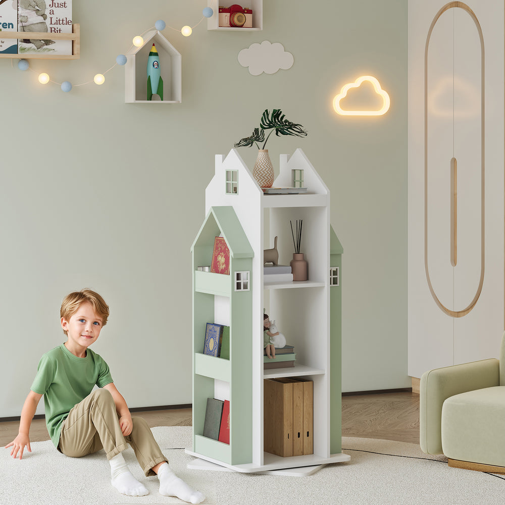 Étagère pivotante pour enfants Vipsali 108x40x40 cm vert menthe/blanc [en.casa] - premiumXL