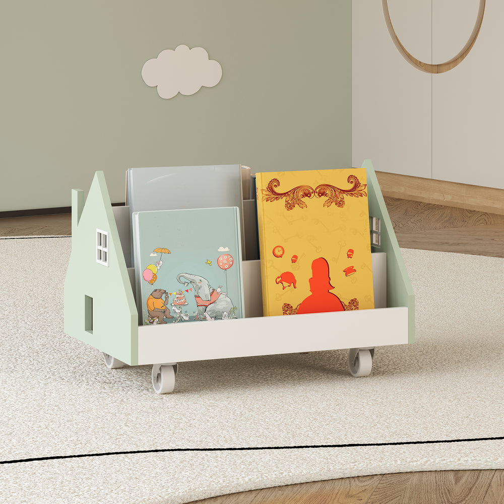 Étagère mobile pour enfants Vipsali 50x33x34 cm vert menthe/blanc [en.casa] - premiumXL