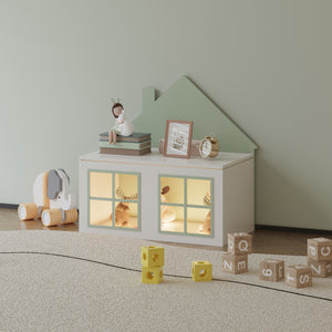 Coffre à jouets Vipsali 56 x 60 x 32,5 cm vert menthe blanc [en.casa] 