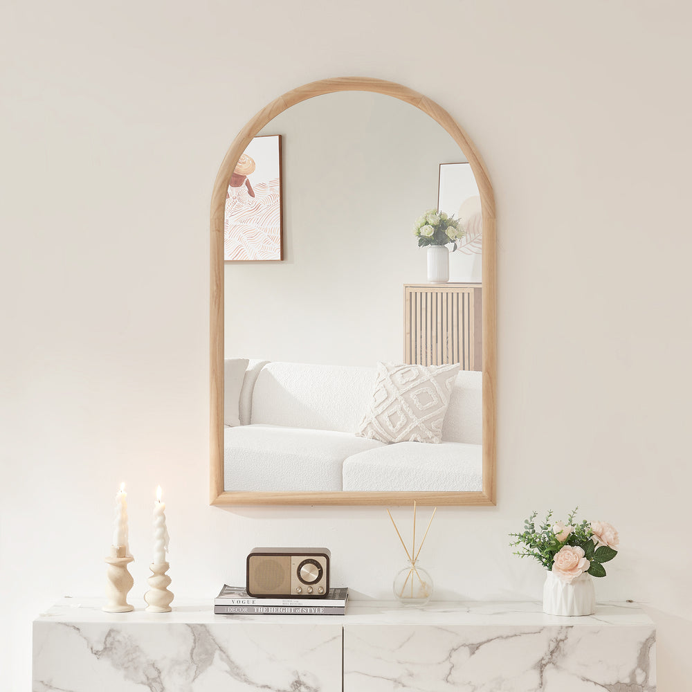 Miroir mural Podena 90x60 cm naturel [en.casa] - premiumXL