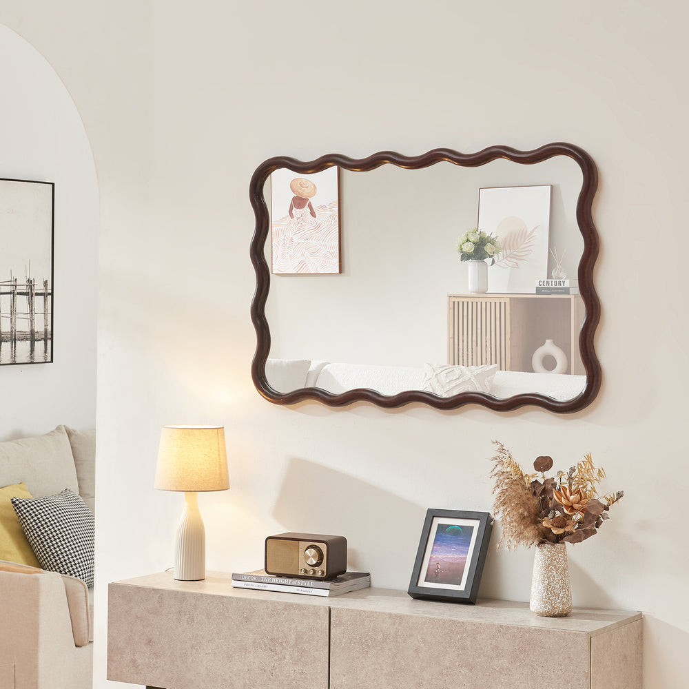 Specchio da parete Porloskid 90x60 cm marrone scuro [en.casa] - premiumXL