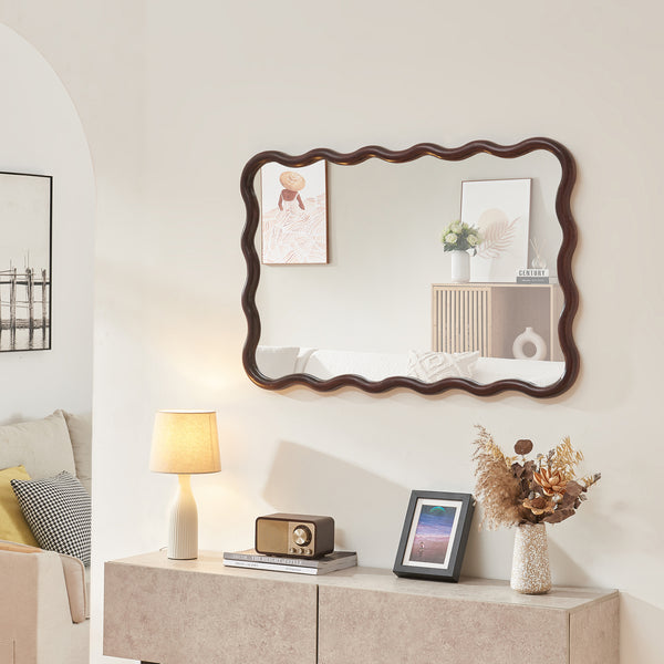 Wandspiegel Porloskid 90x60 cm Dunkelbraun [en.casa]