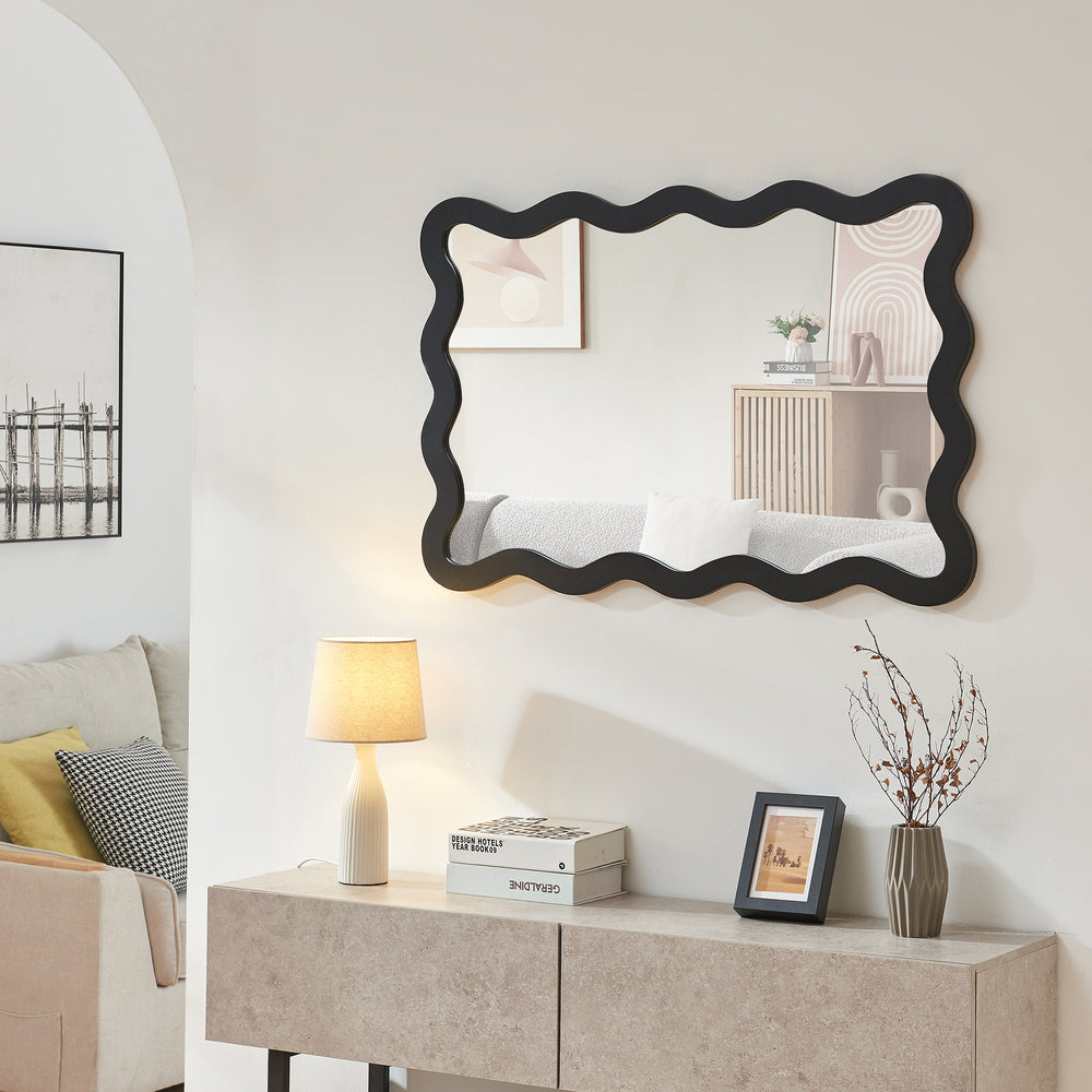Specchio da parete Koster 90x60 cm nero [en.casa] - premiumXL