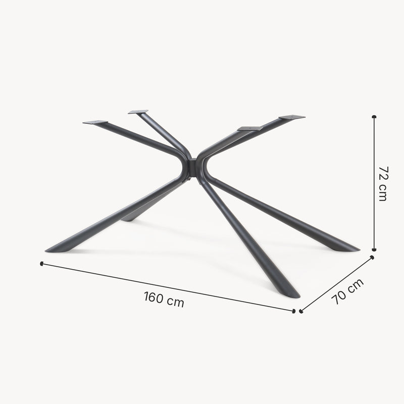 Croquis coté Piétement de table Havosanlurg acier laqué 160 x 70 x 72 cm noir [en.casa]