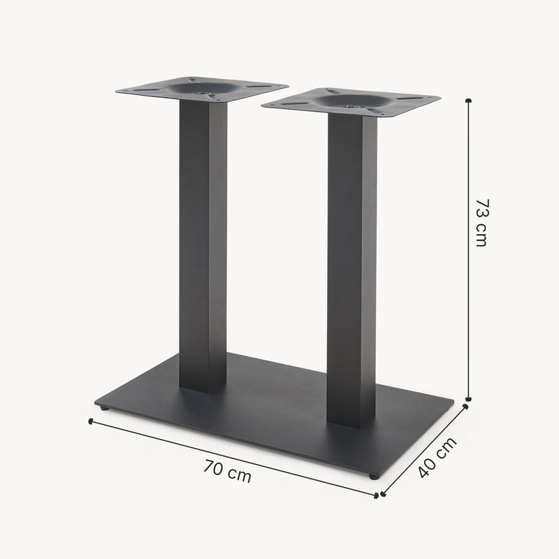 Croquis coté Piétement de table Vadejord acier laqué 70 x 40 x 73 cm noir [en.casa]