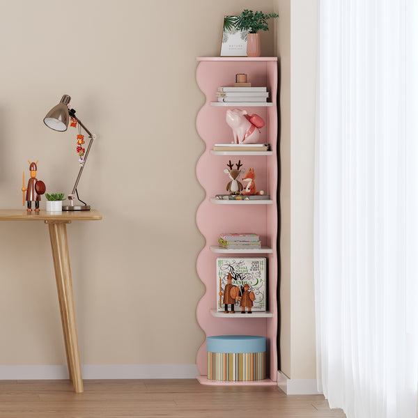 Kinder-Eckregal Vestnes 108x27x27 cm Cotton Candy/Weiß [en.casa]