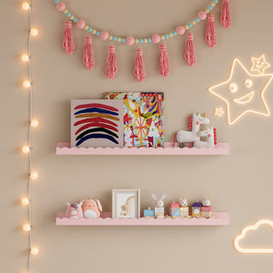 Kinder-Wandregal 2er Set Vestnes 60x10x5 cm Cotton Candy [en.casa]