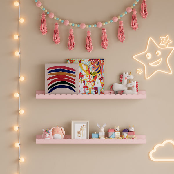 Kinder-Wandregal 2er Set Vestnes 60x10x5 cm Cotton Candy [en.casa]