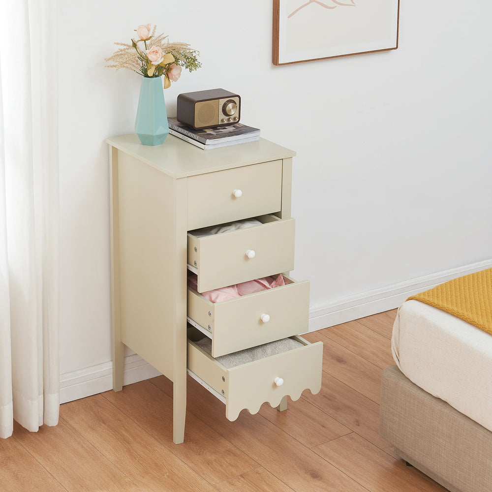 Commode Luspoo avec 4 tiroirs 82x40x40 cm blanc crème [en.casa] - premiumXL