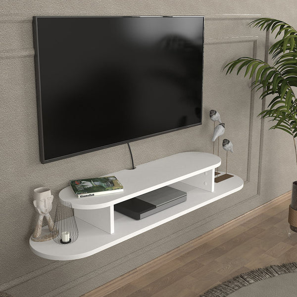 Mobile Porta TV Targema da Parete a Forma Ellittica 120 x 30 x 16 cm - Bianco [en.casa]