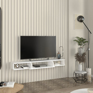Meuble TV Aar mural 135 x 30 x 16 cm blanc [en.casa] 