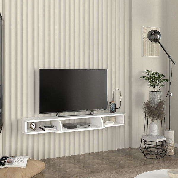 Meuble TV Aar mural 135 x 30 x 16 cm blanc [en.casa] 