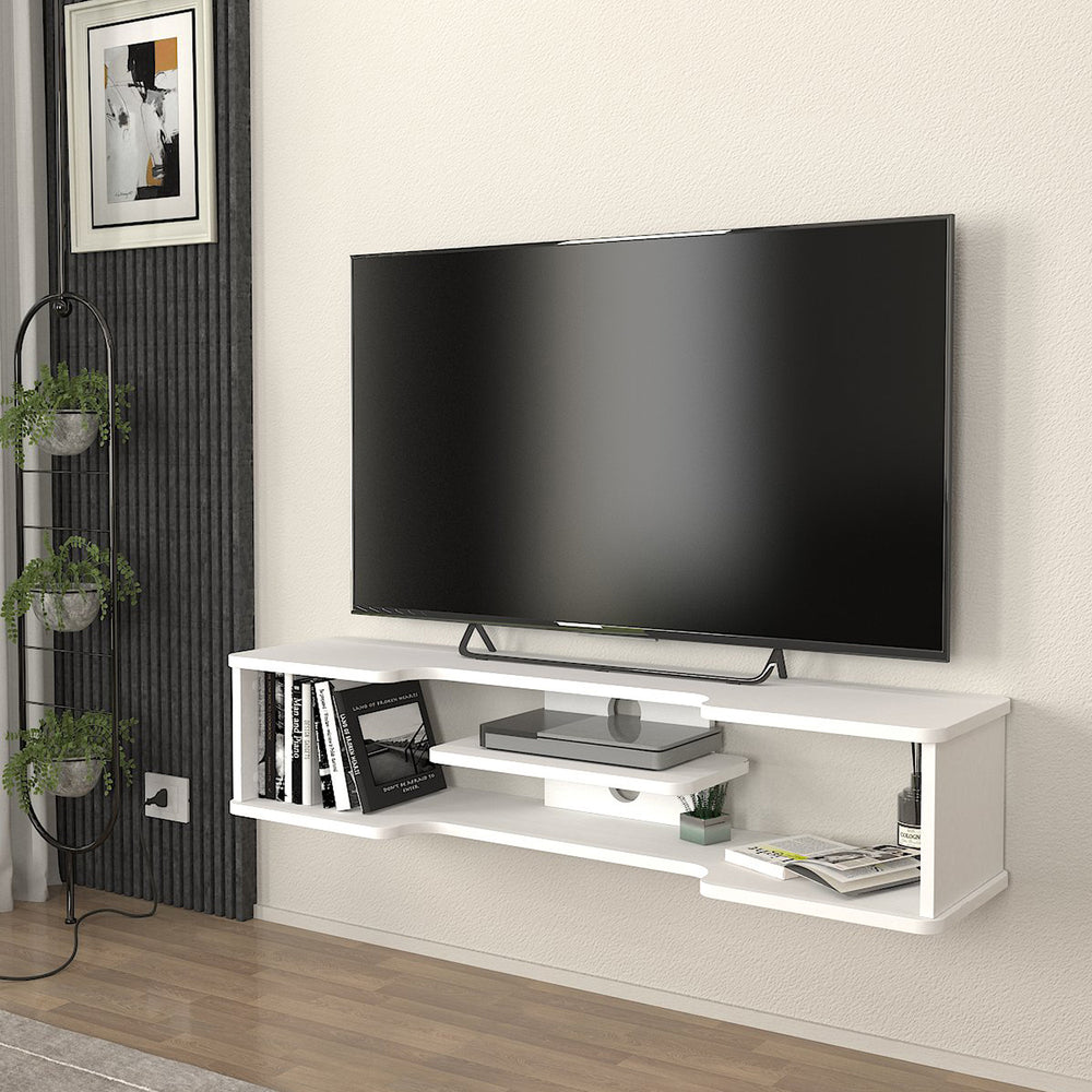 Meuble TV mural Yrela 120x30x26 cm blanc [en.casa] - premiumXL