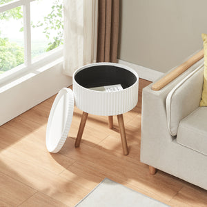 Table d'appoint Bongard avec compartiment de rangement 48 x 38 cm blanc [en.casa]