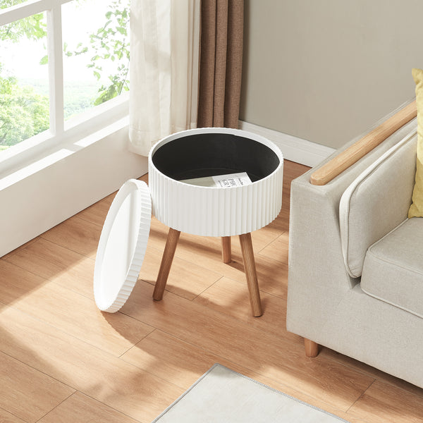 Table d'appoint Bongard avec compartiment de rangement 48 x 38 cm blanc [en.casa]
