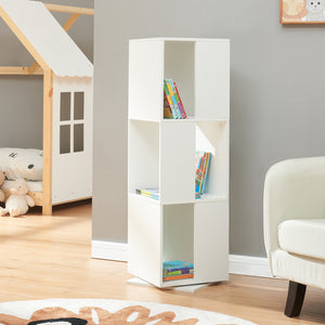 Libreria Girevole Fjelmarirg per Cameretta Scaffale Rotante a 3 Livelli 109 x 34 x 34 cm - Bianco [en.casa]