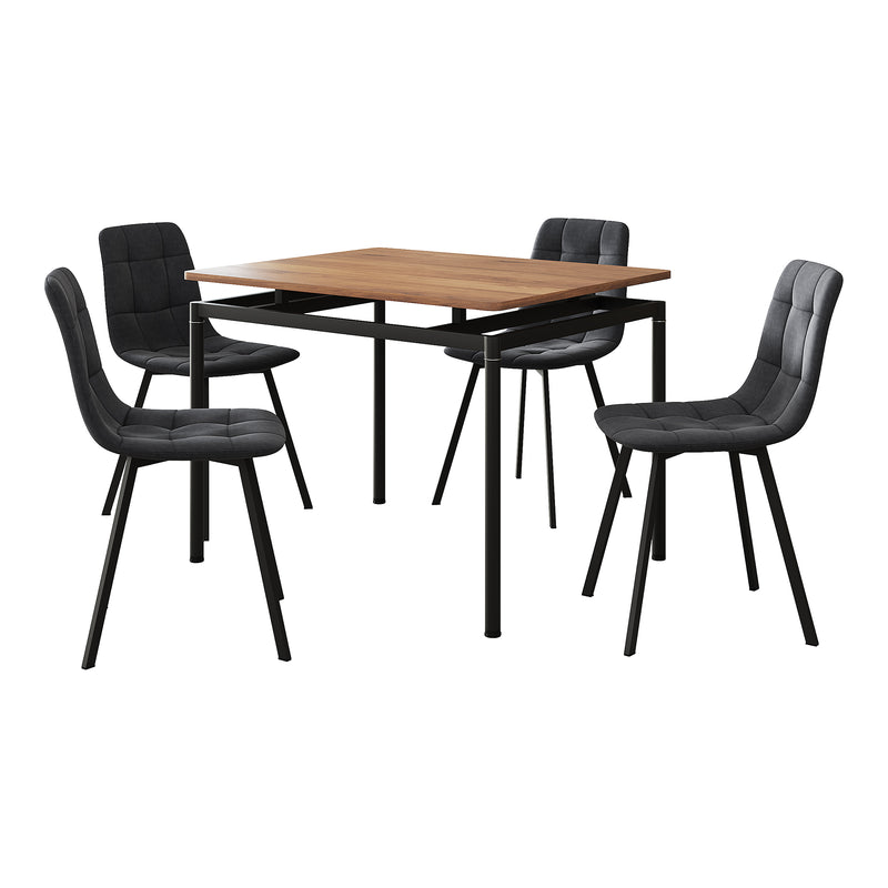 Schizzo in scala Set da Pranzo Hemnes Tavolo Rettangolare 100x60 cm Effetto Rovere e 4 Sedie Effetto Velluto Grigio Scuro [en.casa] 