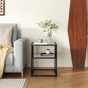 Table d’appoint Tronevn avec plateau en verre 50 x 40 x 40 cm noir [en.casa]