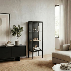 Armoire vitrine Borshavisa 116 x 34 x 30 cm acier noir [en.casa] 