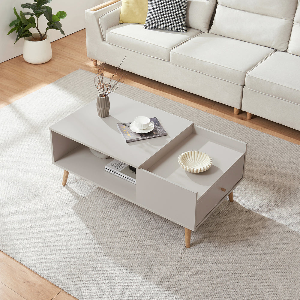 Tavolino Hallevil con cassetto 106x59x44 cm bianco [en.casa] - premiumXL