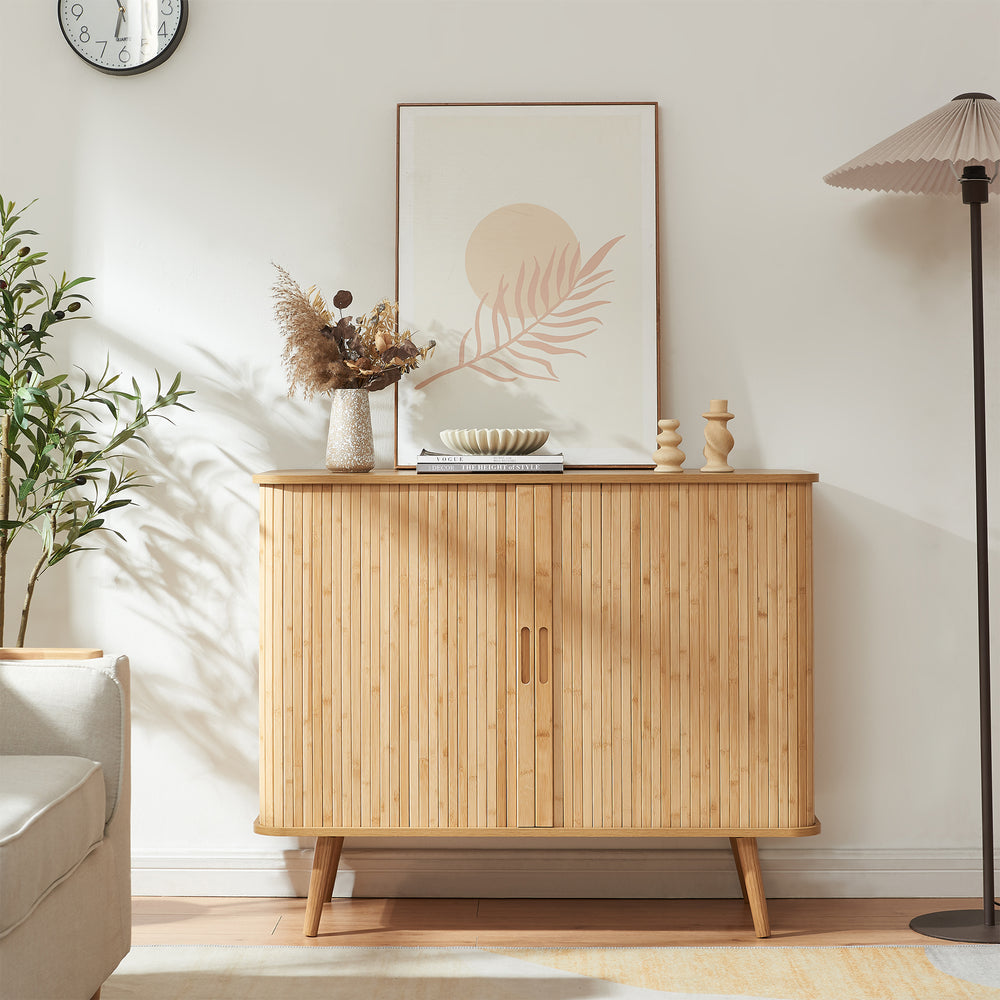 Beistellschrank Nordkapp 100x40x80 cm Bambus [en.casa]