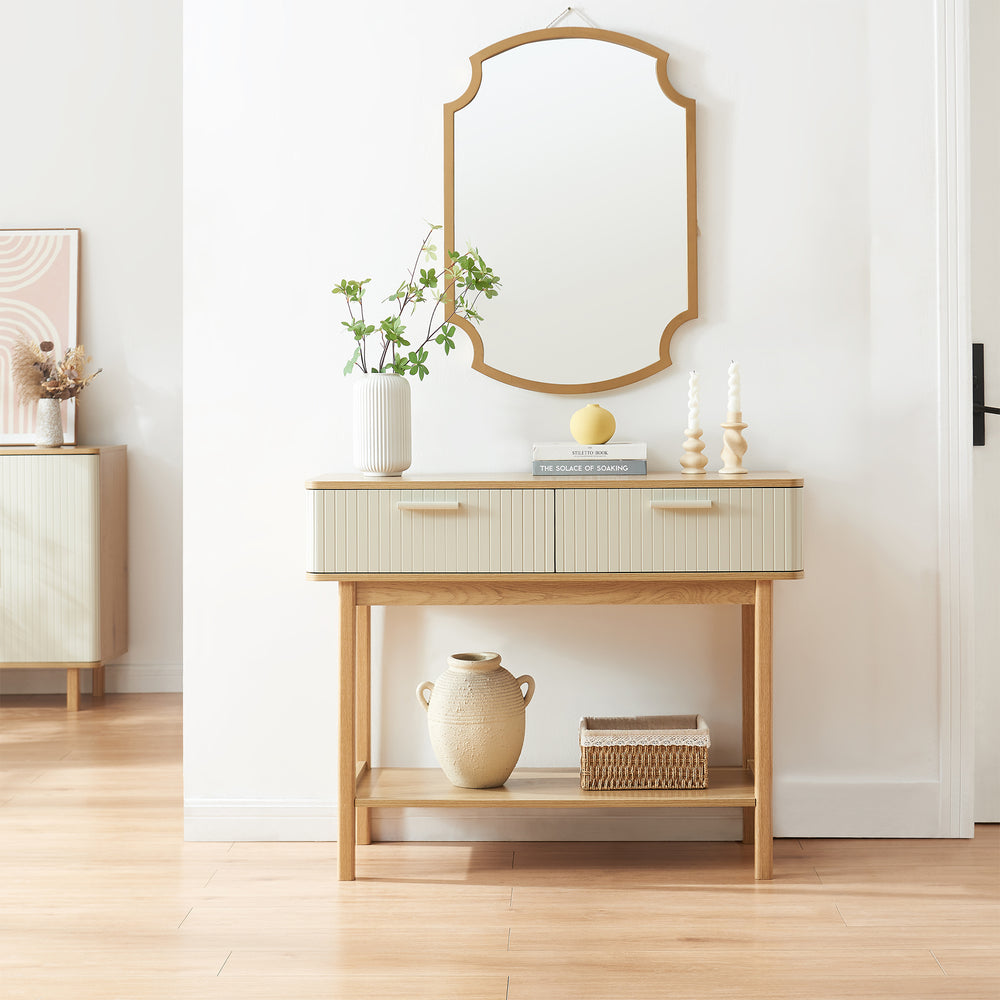 Table console Ferrersp 100 x 40 x 80 cm effet chêne / couleur sable [en.casa]