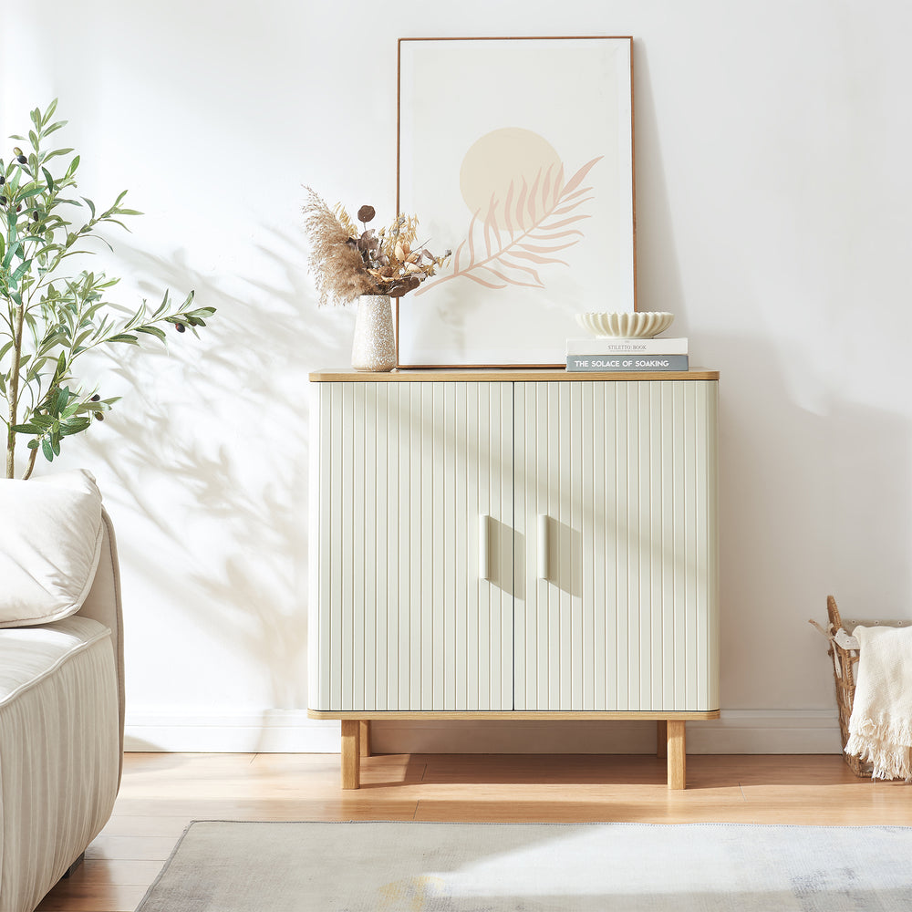 Buffet Ferrersp 80 x 80 x 40 cm effet chêne / couleur sable [en.casa]