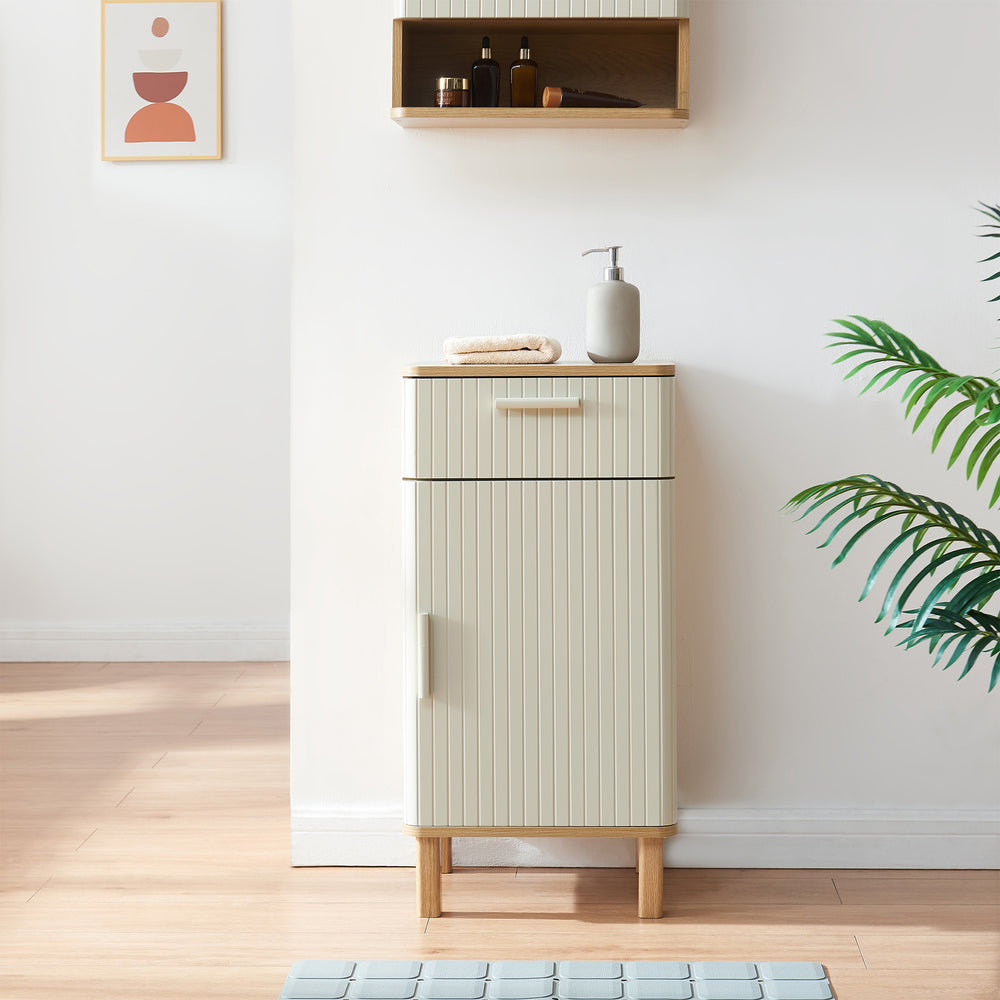 Armoire de salle de bain Ferrersp 80 x 40 x 35 cm effet chêne / couleur sable [en.casa] 