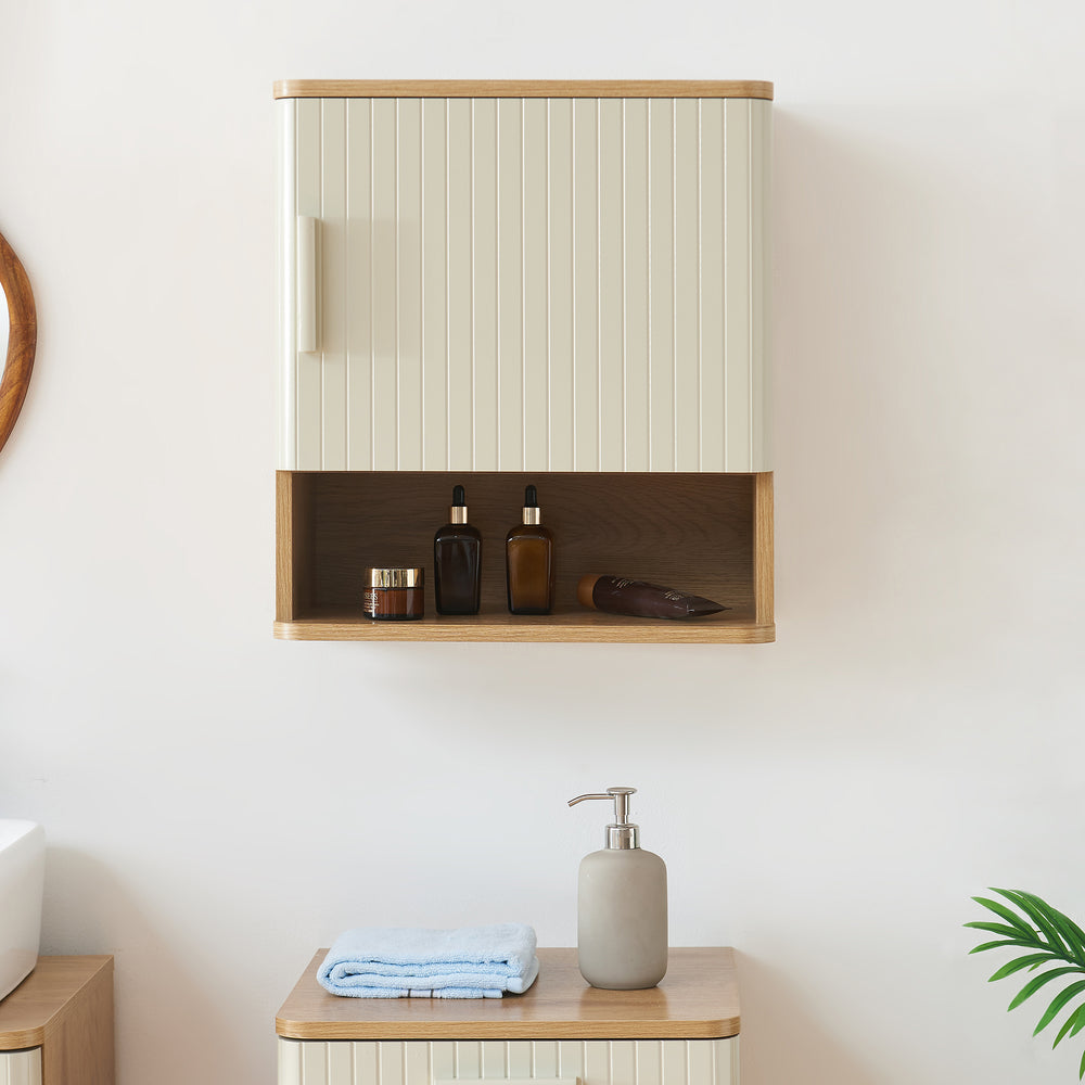 Armoire suspendue de salle de bains Ferrersp 50 x 45 x 24 cm effet chêne / sable [en.casa] 
