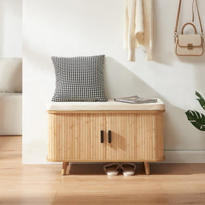 Scarpiera con cuscino Tvedestrand 50x80x40 cm Bambù/Beige [en.casa]