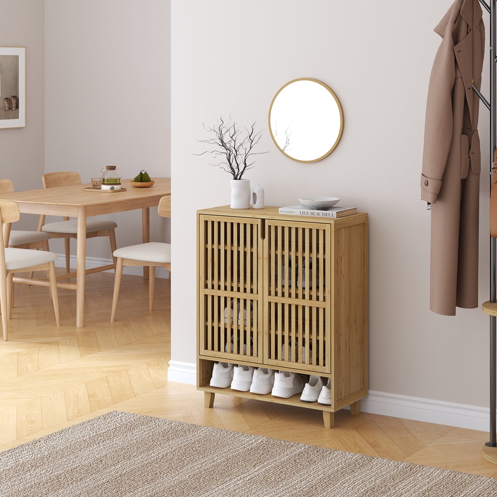 Schuhschrank Sirgerg 91x72x35 cm Bambus Natur [en.casa]