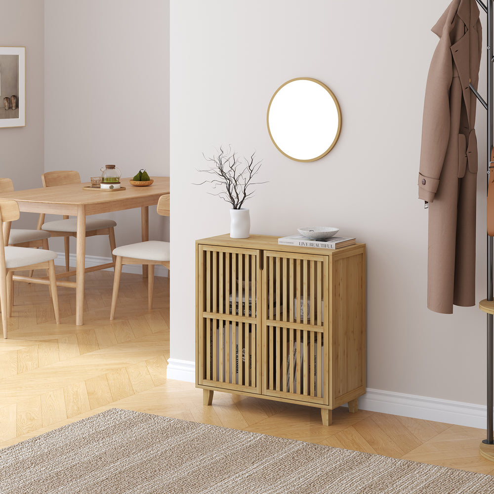 Armoire d'appoint Sirgerg 77 x 72 x 33 cm bambou naturel [en.casa] 