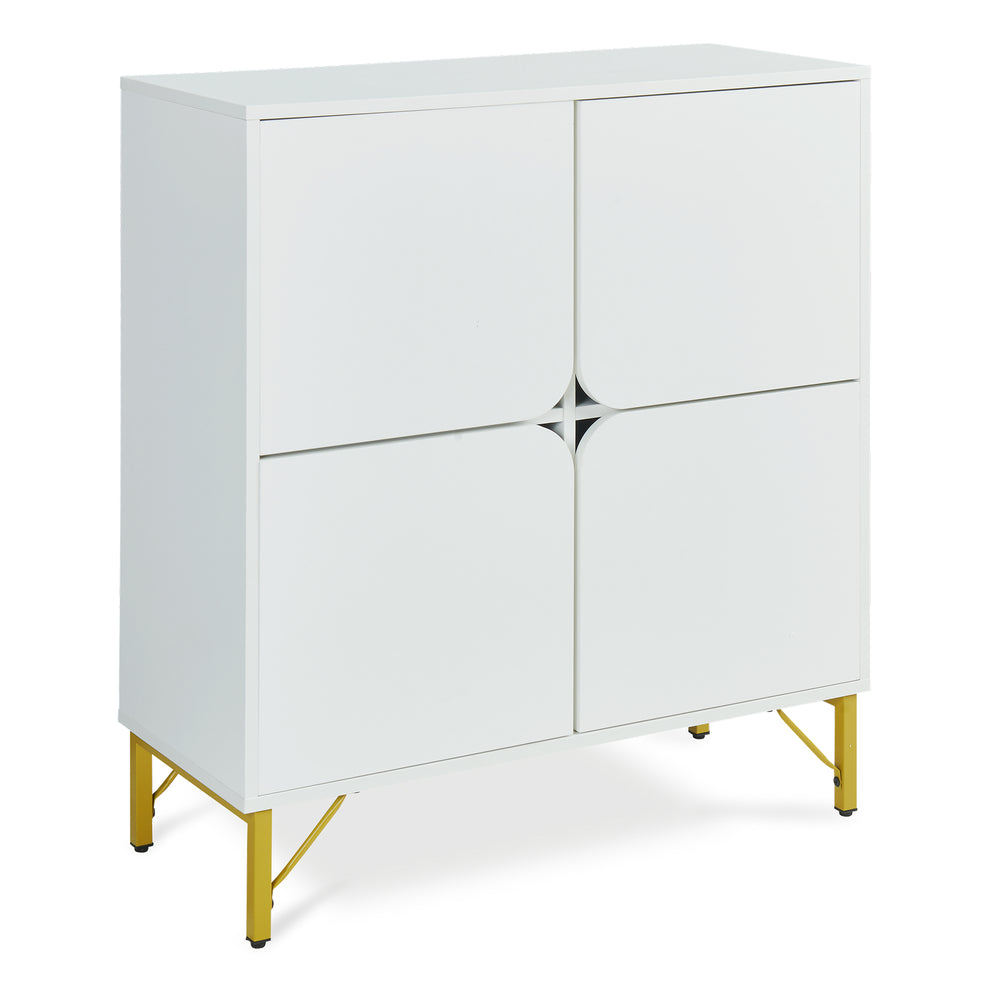 Credenza Reyri Madia Moderna Salvaspazio con 4 Ante 90x80x35 cm Bianco / color Oro [en.casa] 