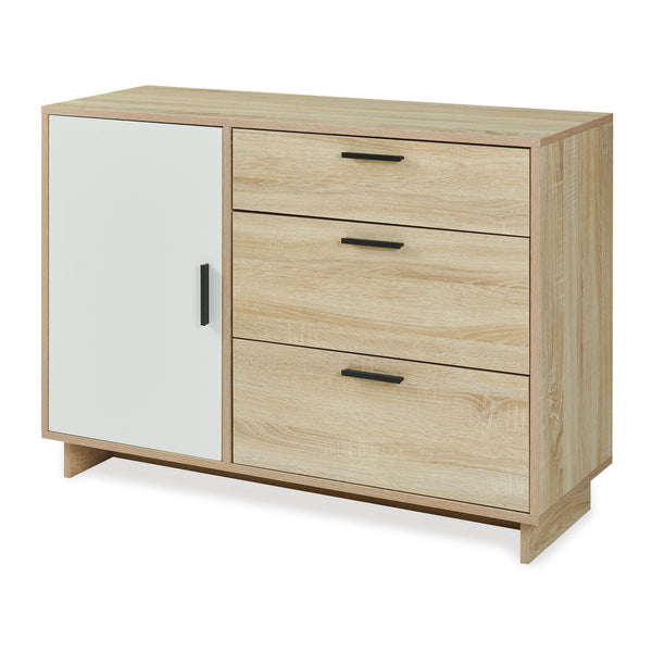 Commode Kenta 100 x 35 x 72 cm effet chêne sonoma blanc [en.casa]