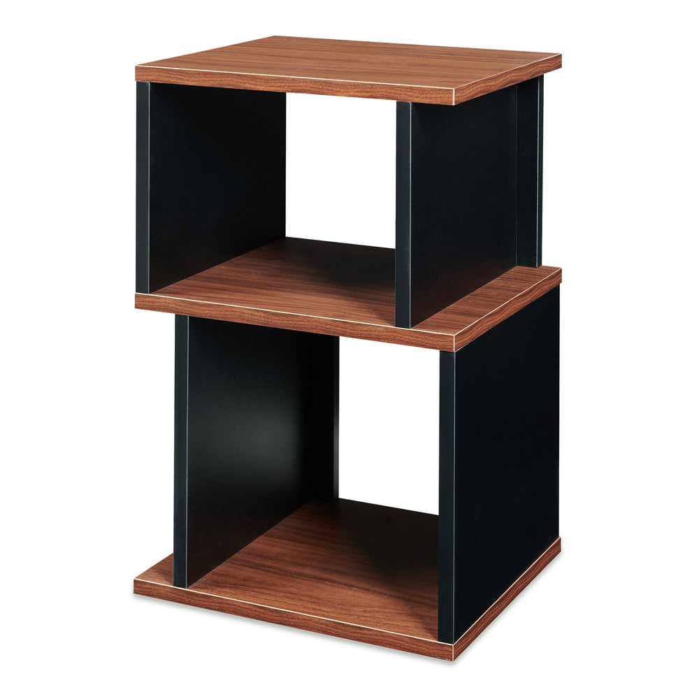 Tavolino Laterale Trond Mobiletto Basso a 2 Scomparti 50 x 33 x 29 cm - Nero/Effetto Noce [en.casa]