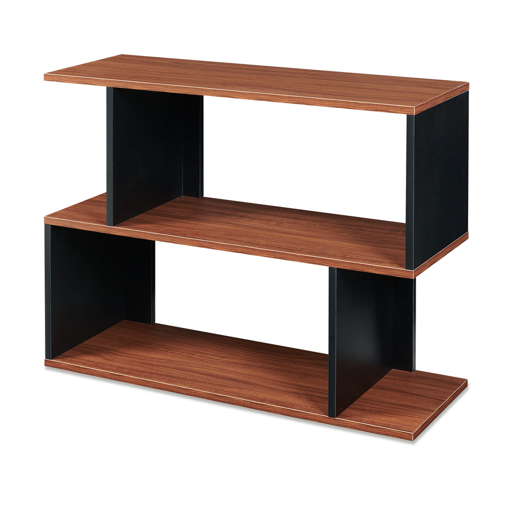 Tavolino Laterale Trond a 2 Scomparti Aperti Mobiletto Multiuso 80 x 29 x 60 cm - Nero/Effetto Noce [en.casa]