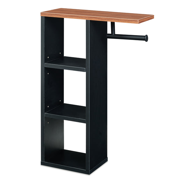 Porte-papier toilette Trond avec 3 compartiments 60 x 40 x 16 cm noir effet noyer [en.casa]