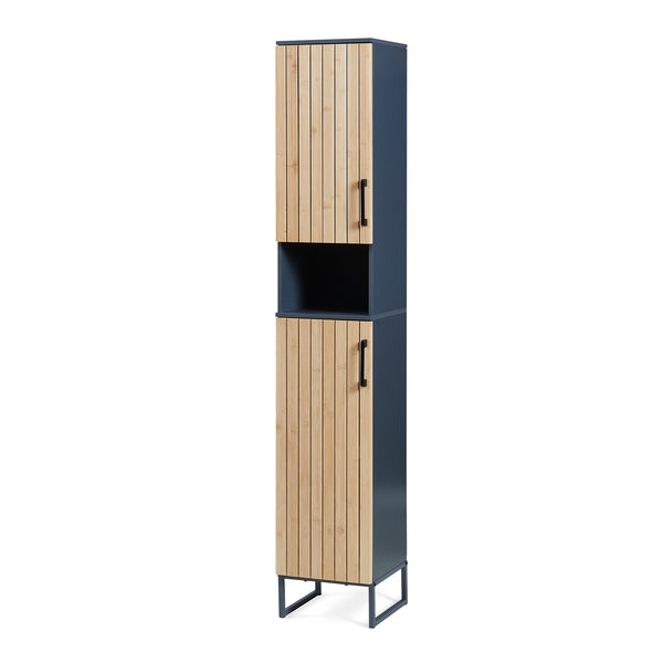 Armoire haute Svanes 170x30x30 cm Gris foncé/Naturel [en.casa]