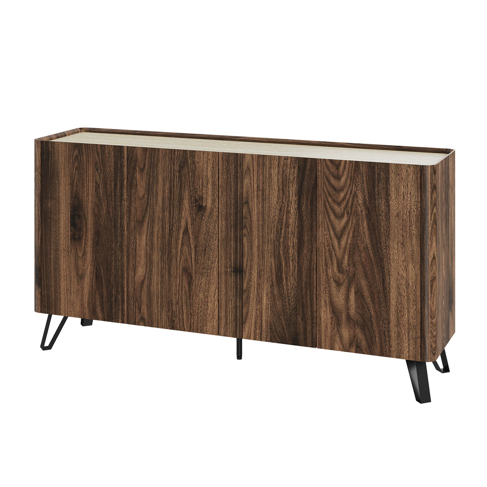 Sideboard Trorlon 160x40x83 cm effetto noce/travertino [en.casa]