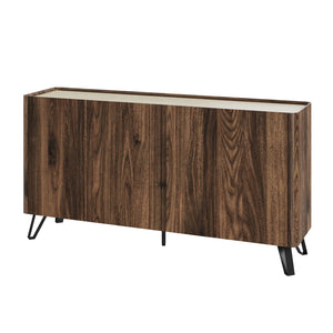 Sideboard Trorlon 160x40x83 cm effetto noce/travertino [en.casa]