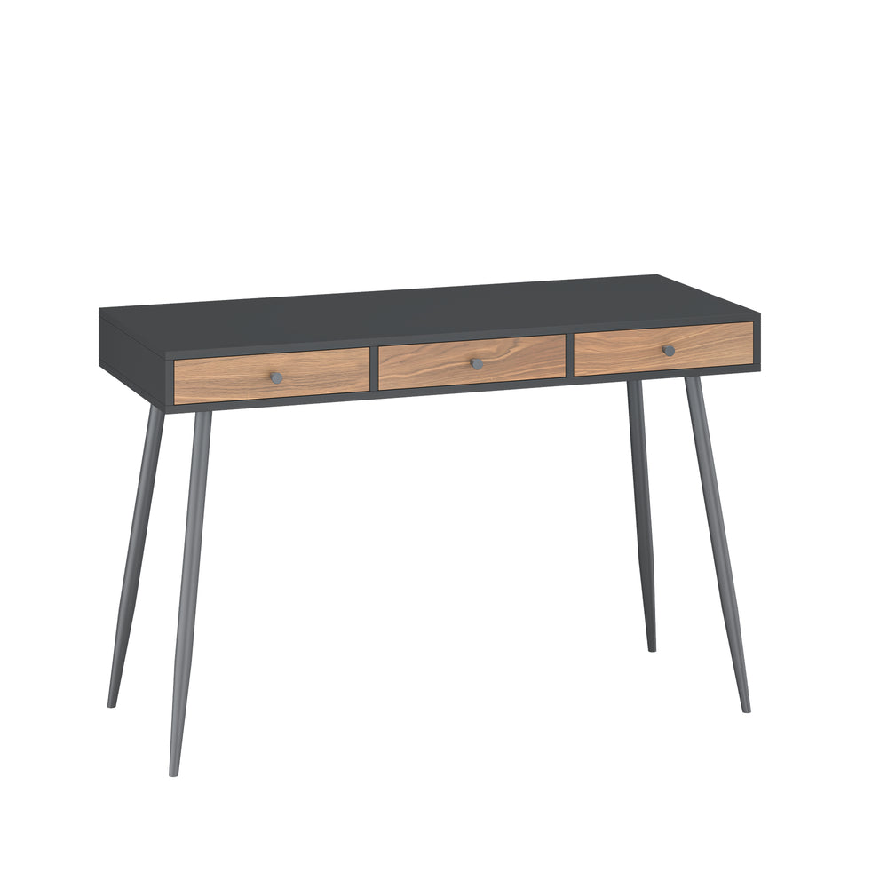 Scrivania Tumba con 3 Cassetti 115 x 48 x 76 cm - Nero/Effetto Noce [en.casa]