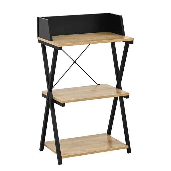 Libreria a colonna Kappespoo 84x50x30 cm Nero/effetto quercia [en.casa]
